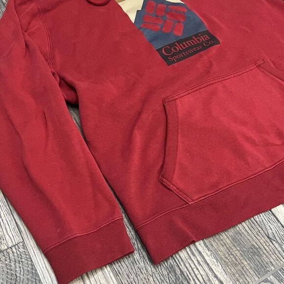 🔥 COLUMBIA SPORTSWEAR Outdoor Hoodie Pullover Fleece Sweatshirt Burgundy Sz 2XL - Picture 5 of 11